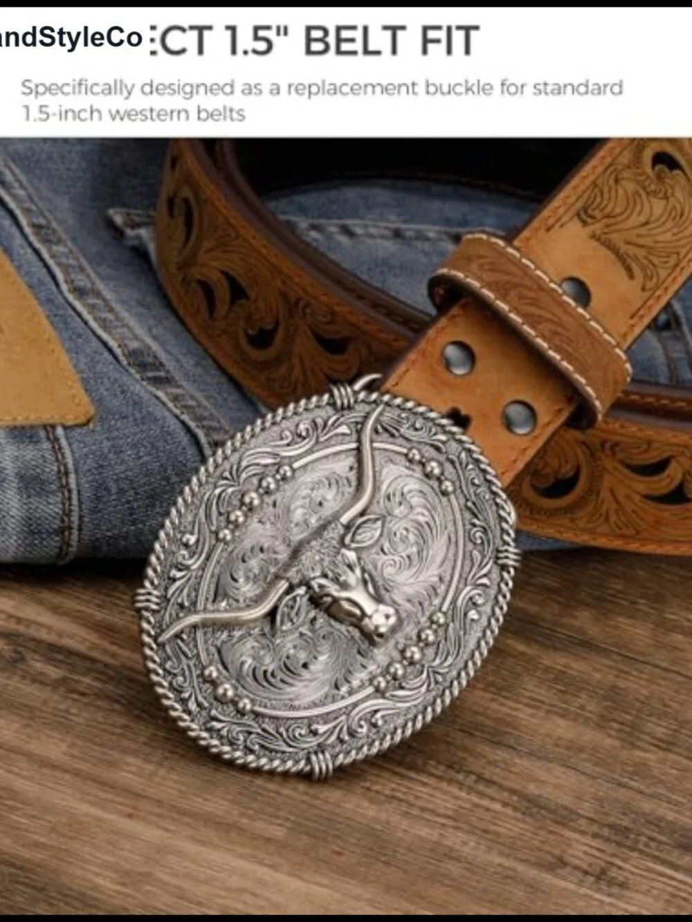 Vintage Longhorn Belt Buckle, Zinc Alloy, Western Belt Accessory, 1.5-Inch Fit,